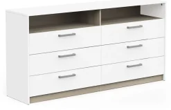 Commode WATSON DEMEYERE 6 tiroirs chêne Kronberg et blanc mat 162,7x39,5x81,1 cm