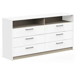 Commode WATSON DEMEYERE 6 tiroirs chêne Kronberg et blanc mat 162,7x39,5x81,1 cm