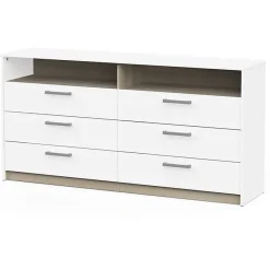 Commode WATSON DEMEYERE 6 tiroirs chêne Kronberg et blanc mat 162,7x39,5x81,1 cm
