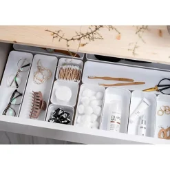 Compartiments blancs modulables pour tiroir - 30 x 10 x 6 cm