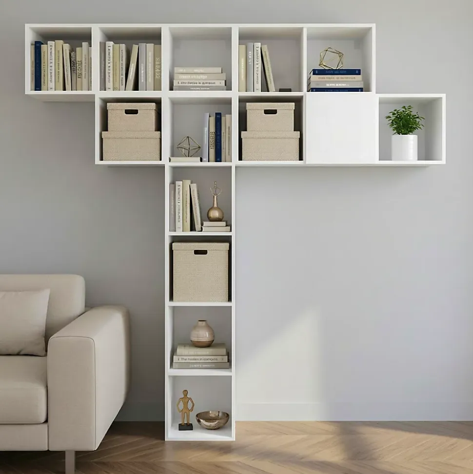 Composition de rangement mural blanc GoodHome Atomia H. 225 x L. 225 x P. 37 cm