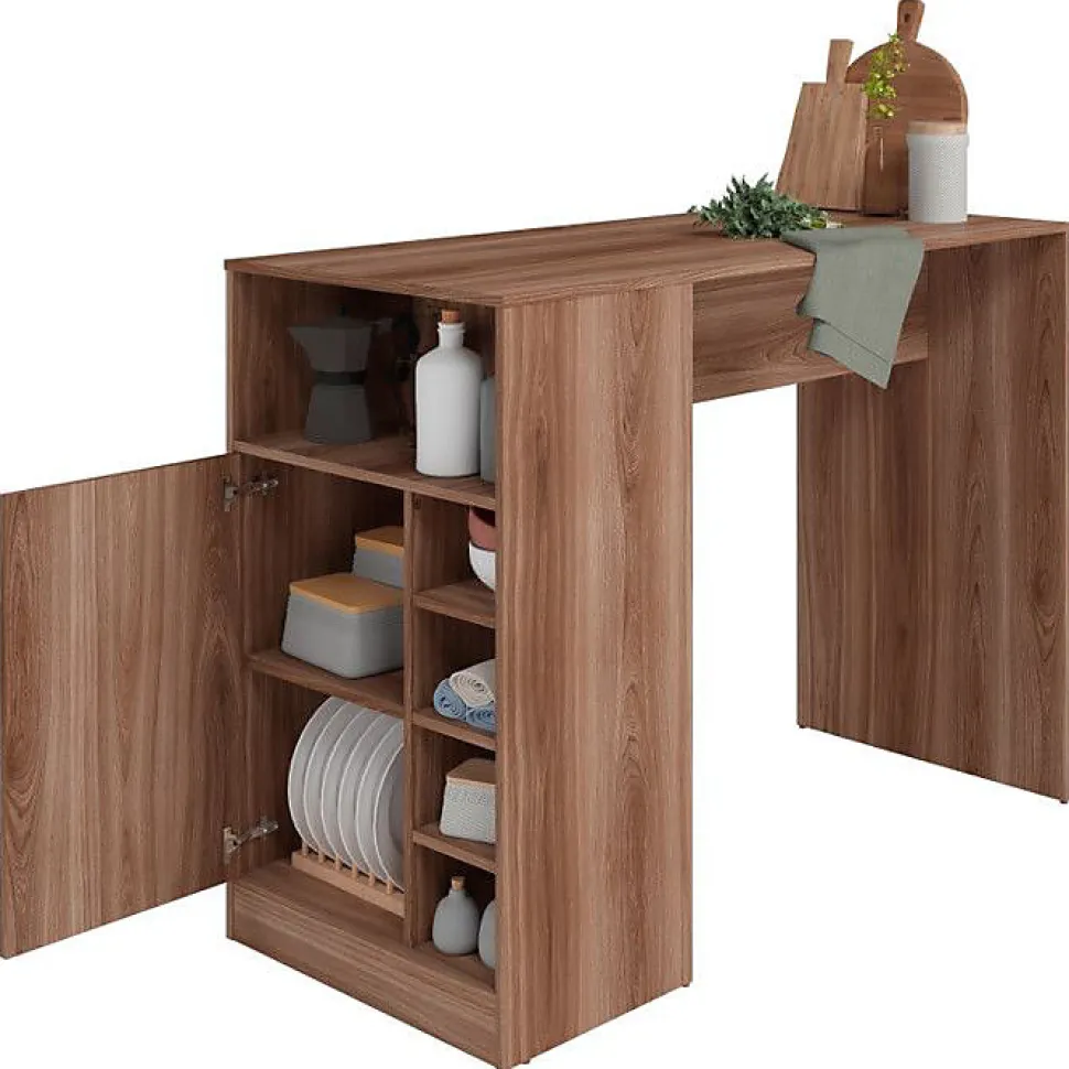 Comptoir de cuisine BEAUX MEUBLES PAS CHERS BMU58-164 imitation châtaignier 135x