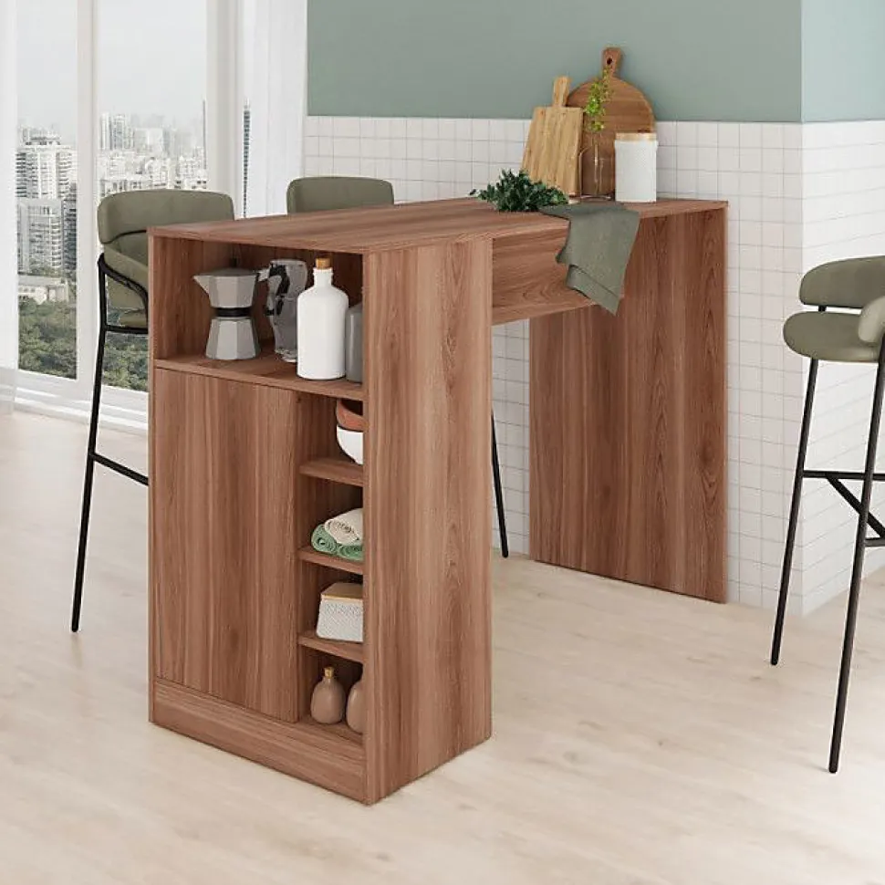 Comptoir de cuisine BEAUX MEUBLES PAS CHERS BMU58-164 imitation châtaignier 135x