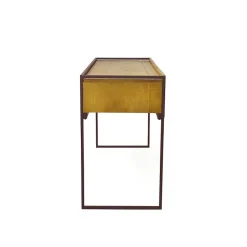 Console 133 cm 3 tiroirs en bois de pin et métal marron - LINEA