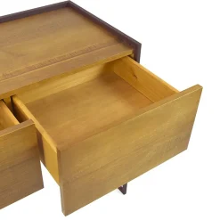 Console 133 cm 3 tiroirs en bois de pin et métal marron - LINEA