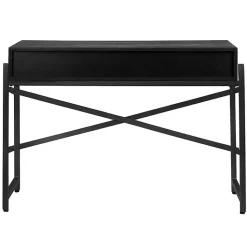 Console 105 cm caisson bois noir ajourée et pieds métal noir - MICHEL