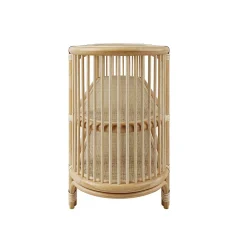 Console 140 cm en rotin naturel avec étagères - Marthe