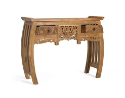 Console à deux tiroirs en teck massif 100 cm