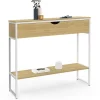 Console 1 tiroir DETROIT 1 étagère design industriel bois et métal blanc
