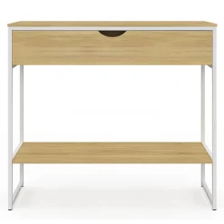 Console 1 tiroir DETROIT 1 étagère design industriel bois et métal blanc
