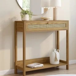 Console 1 tiroir HANAE effet naturel cannage