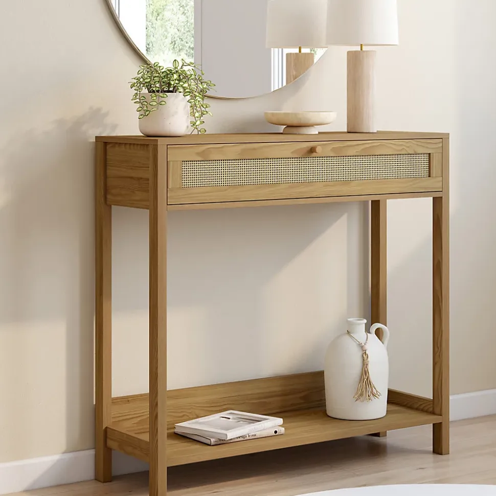 Console 1 tiroir HANAE effet naturel cannage