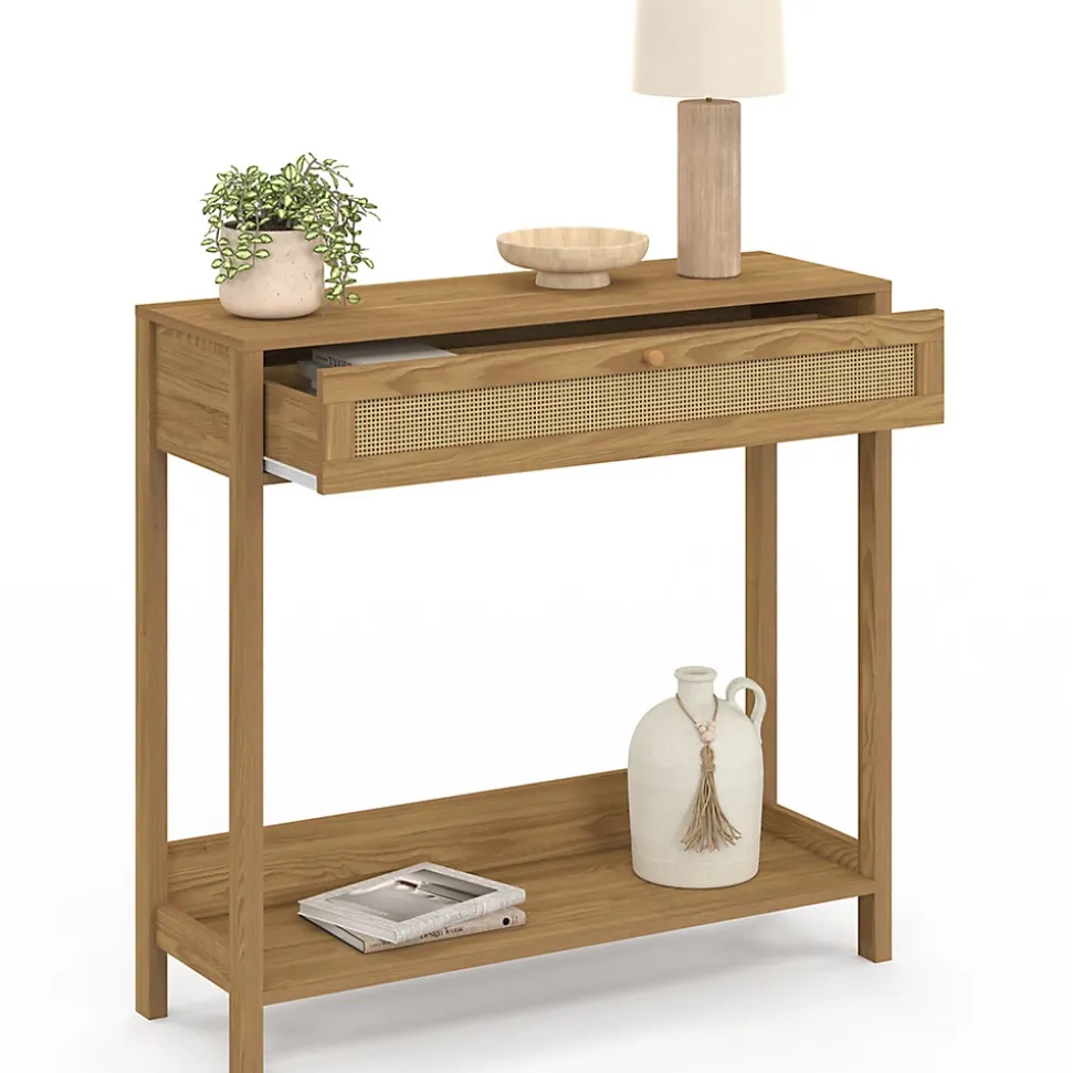 Console 1 tiroir HANAE effet naturel cannage