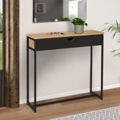 Console 1 tiroir noir BOSTON design industriel