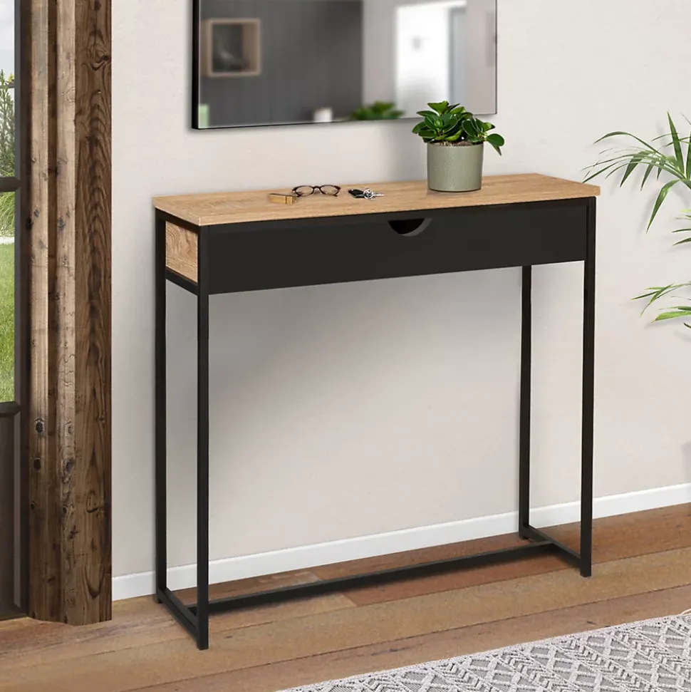 Console 1 tiroir noir BOSTON design industriel