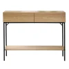 Console 2 Tiroirs 1 Tablette Décor Bois L100 cm - TESSA