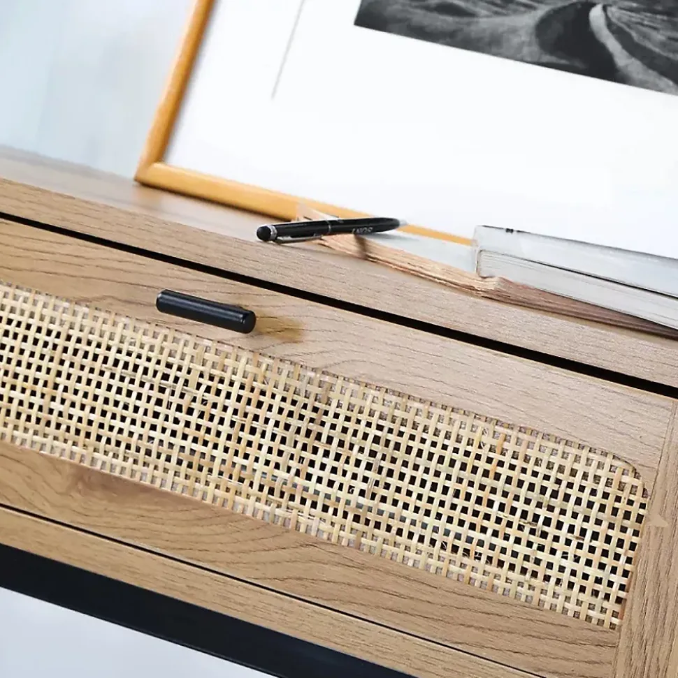Console 2 Tiroirs avec Cannage Rotin L100cm - JAYA