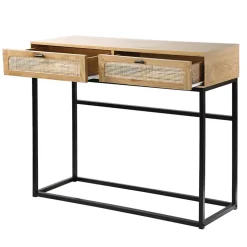 Console 2 Tiroirs avec Cannage Rotin L100cm - JAYA