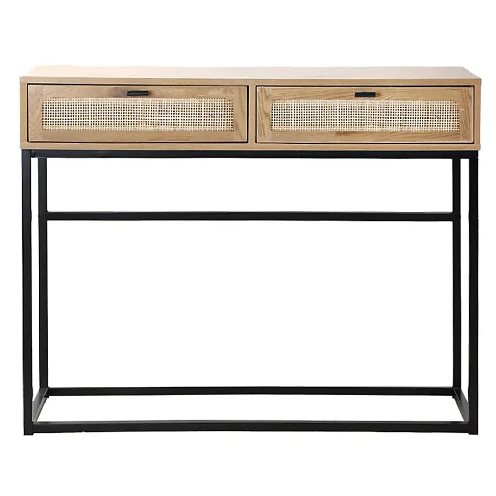 Console 2 Tiroirs avec Cannage Rotin L100cm - JAYA