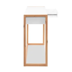 Console 2 tiroirs décor blanc et chêne artisan L100 cm - NOVA
