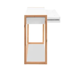Console 2 tiroirs décor blanc et chêne artisan L100 cm - NOVA