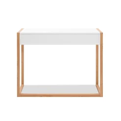 Console 2 tiroirs décor blanc et chêne artisan L100 cm - NOVA