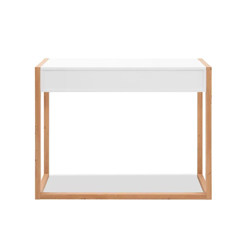 Console 2 tiroirs décor blanc et chêne artisan L100 cm - NOVA