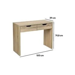 Console 2 tiroirs Effet chêne naturel Bivoak - Atmosphera