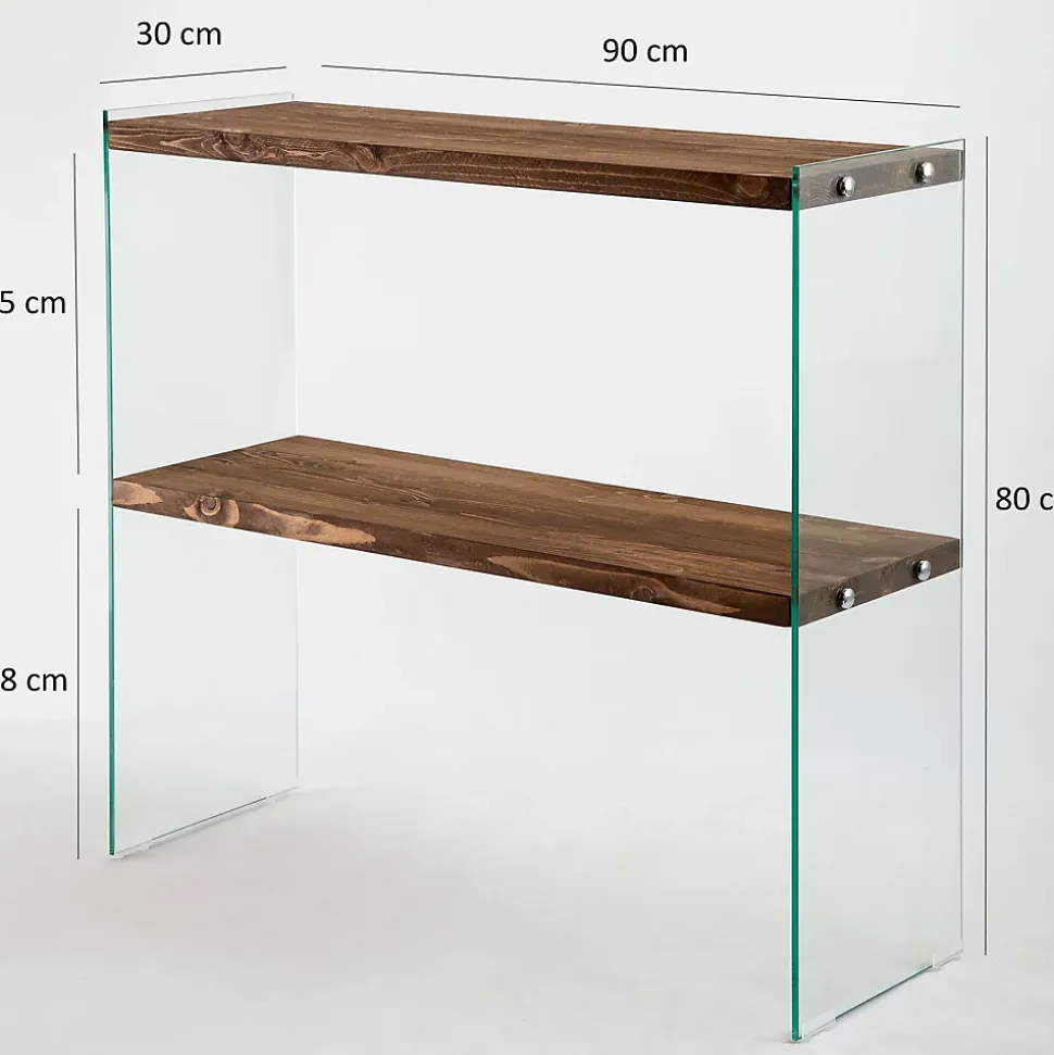Console Agena, Table polyvalente, Armoire de rangement, Bureau du couloir, 90x30h80 cm, Noyer
