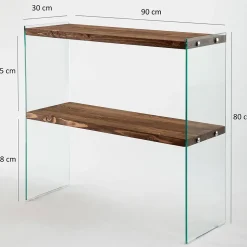 Console Agena, Table polyvalente, Armoire de rangement, Bureau du couloir, 90x30h80 cm, Noyer