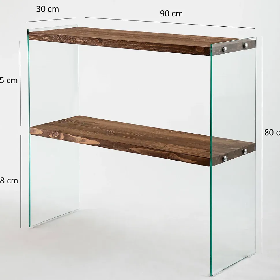 Console Agena, Table polyvalente, Armoire de rangement, Bureau du couloir, 90x30h80 cm, Noyer