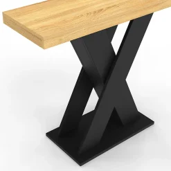 Console ALICIA plateau bois et pied X noir