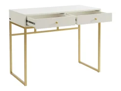 Console avec 2 tiroirs en MDF - Blanc et doré - CODENIO