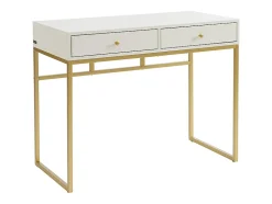 Console avec 2 tiroirs en MDF - Blanc et doré - CODENIO