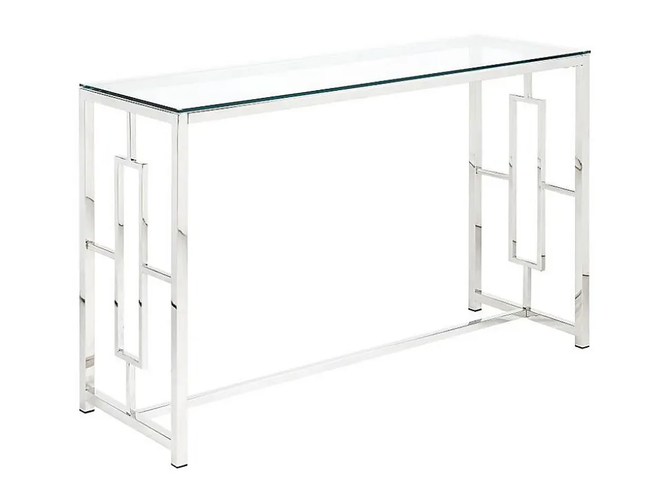 Console CLOTILDE - Verre trempé et acier - Chromé