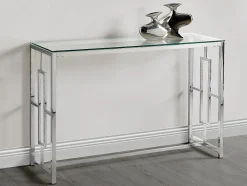 Console CLOTILDE - Verre trempé et acier - Chromé
