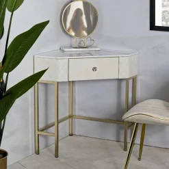 Console d'angle effet matelassé Sharon 84.5x60x77 cm