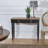 Console d'entrée ANGLOIS Style shabby chic, plateau en chêne, patine blanche ou noire