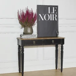 Console d'entrée ANGLOIS Style shabby chic, plateau en chêne, patine blanche ou noire