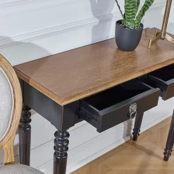 Console d'entrée ANGLOIS Style shabby chic, plateau en chêne, patine blanche ou noire