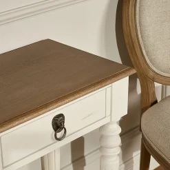 Console d'entrée ANGLOIS Style shabby chic, plateau en chêne, patine blanche ou noire