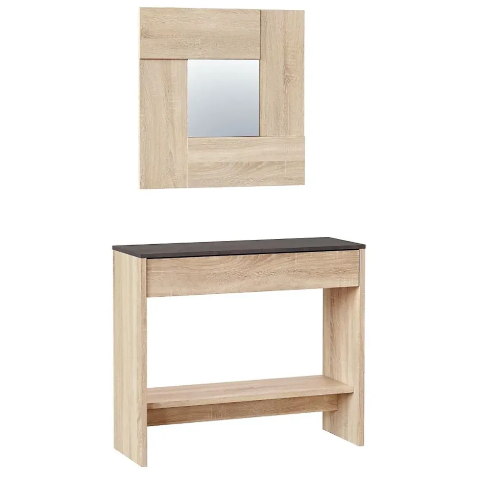Console d'entrée avec miroir Oxys - L92 cm