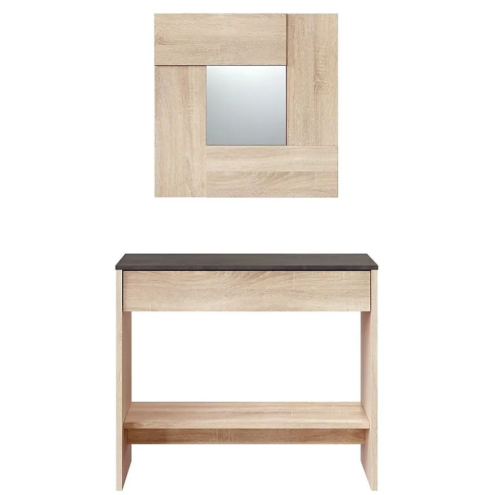 Console d'entrée avec miroir Oxys - L92 cm