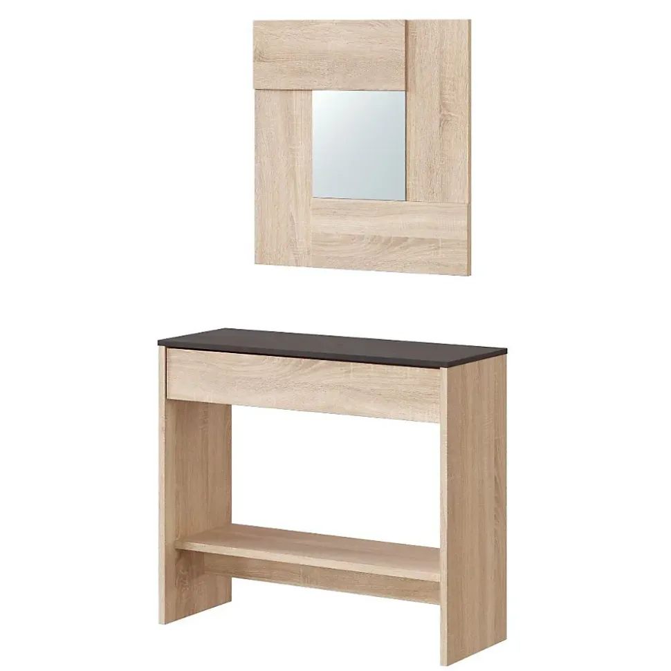 Console d'entrée avec miroir Oxys - L92 cm