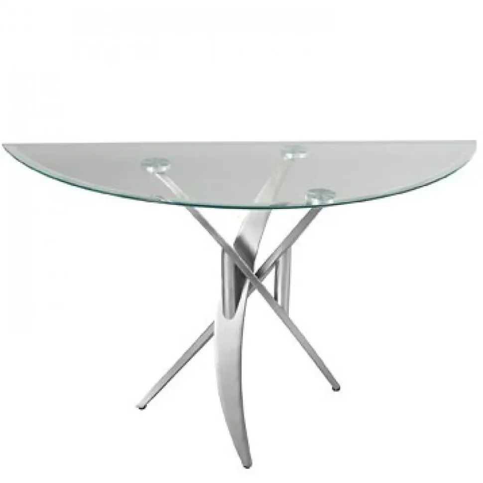 Console d'entrée 100cm BARCA design en verre trempé piétement acier satiné EDACONCEPT