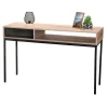 Console dentrée style classique Un tiroir et une niche, coloris chene vieilli, dimensions 120x39x75 cm Collection METALIX