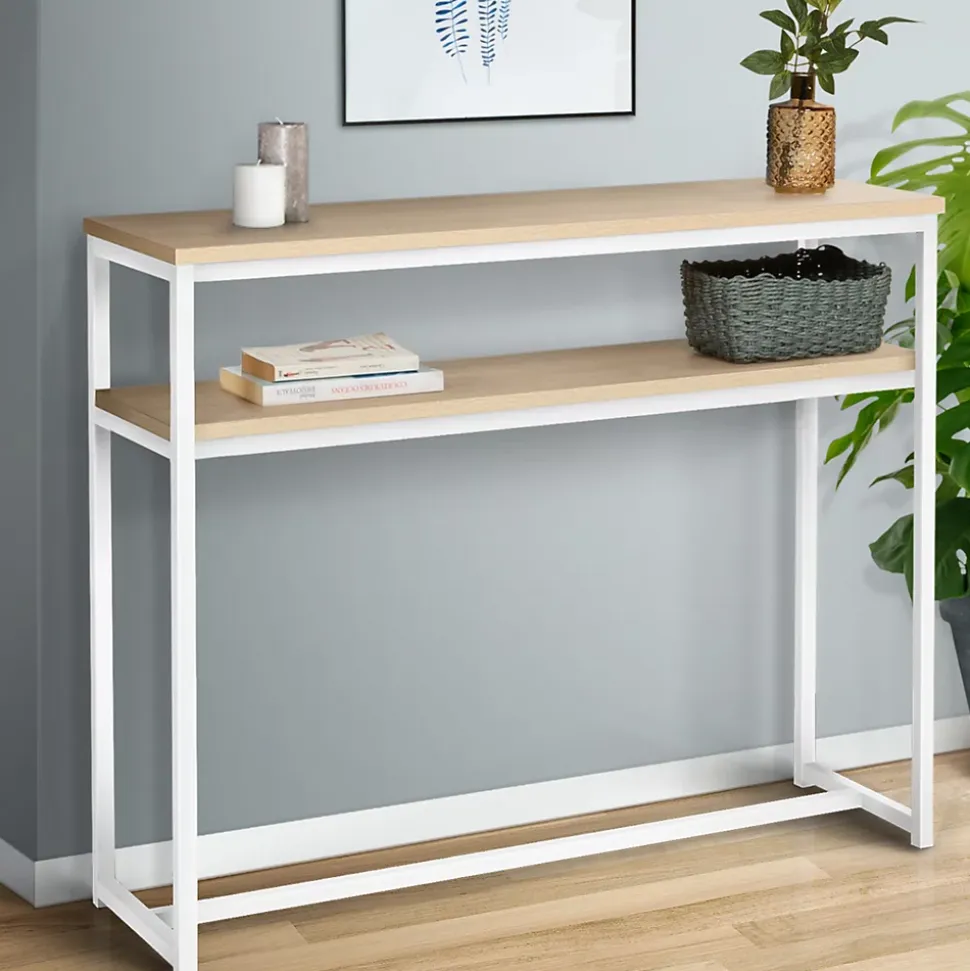 Console double DETROIT design industriel bois et métal blanc