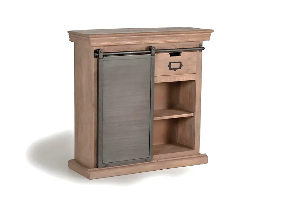 Console en bois de manguier avec porte coulissante