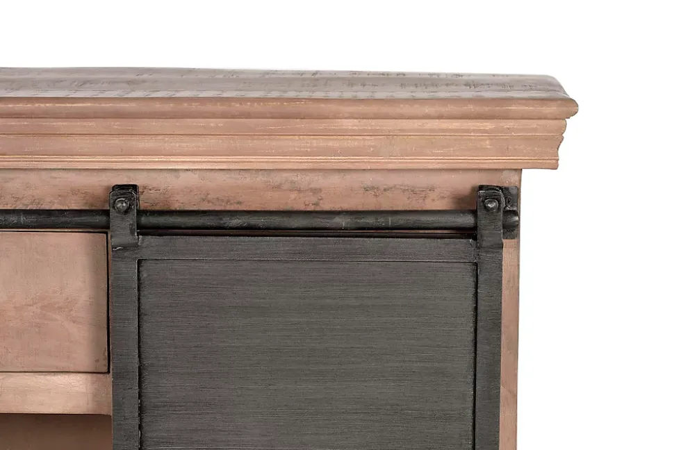 Console en bois de manguier avec porte coulissante