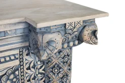 Console en bois de manguier avec colonnes sculptées à la main